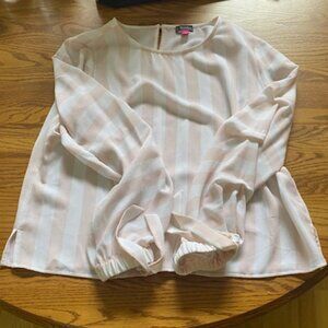 Vince Camuto Pink/White Striped Sheer Top LARGE NWT